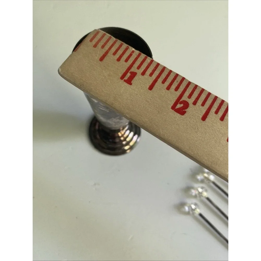 Vintage Silver Plate 1) holder & 9 Hatpins / Cocktail picks / Appetizer picks